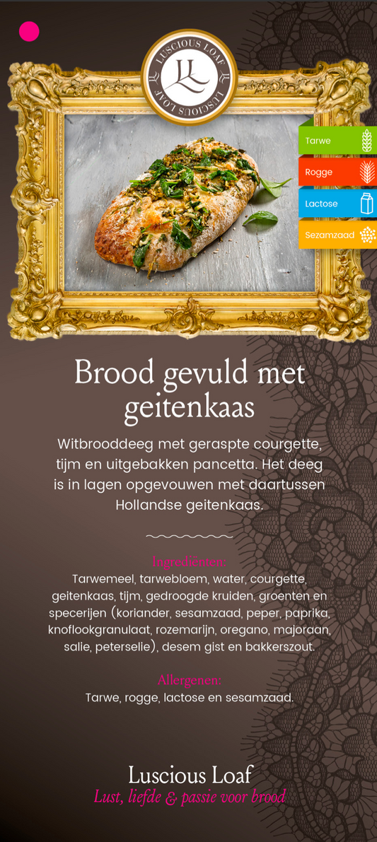 Luscious Loaf | Ambachtelijk Geitenkaas-Courget-Pancetta Brood